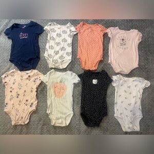 Carters & Garanimals Bundle of 8 Baby Girls Onesies Bodysuits